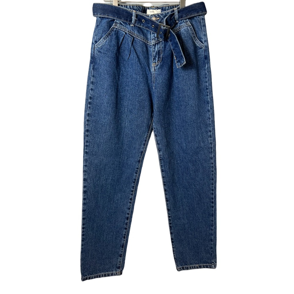 High Waist Pleated Front Mom Jeans